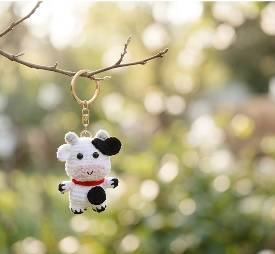 Crochet Cow Keyring