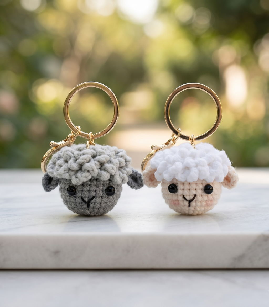 Crochet Sheep Keyring