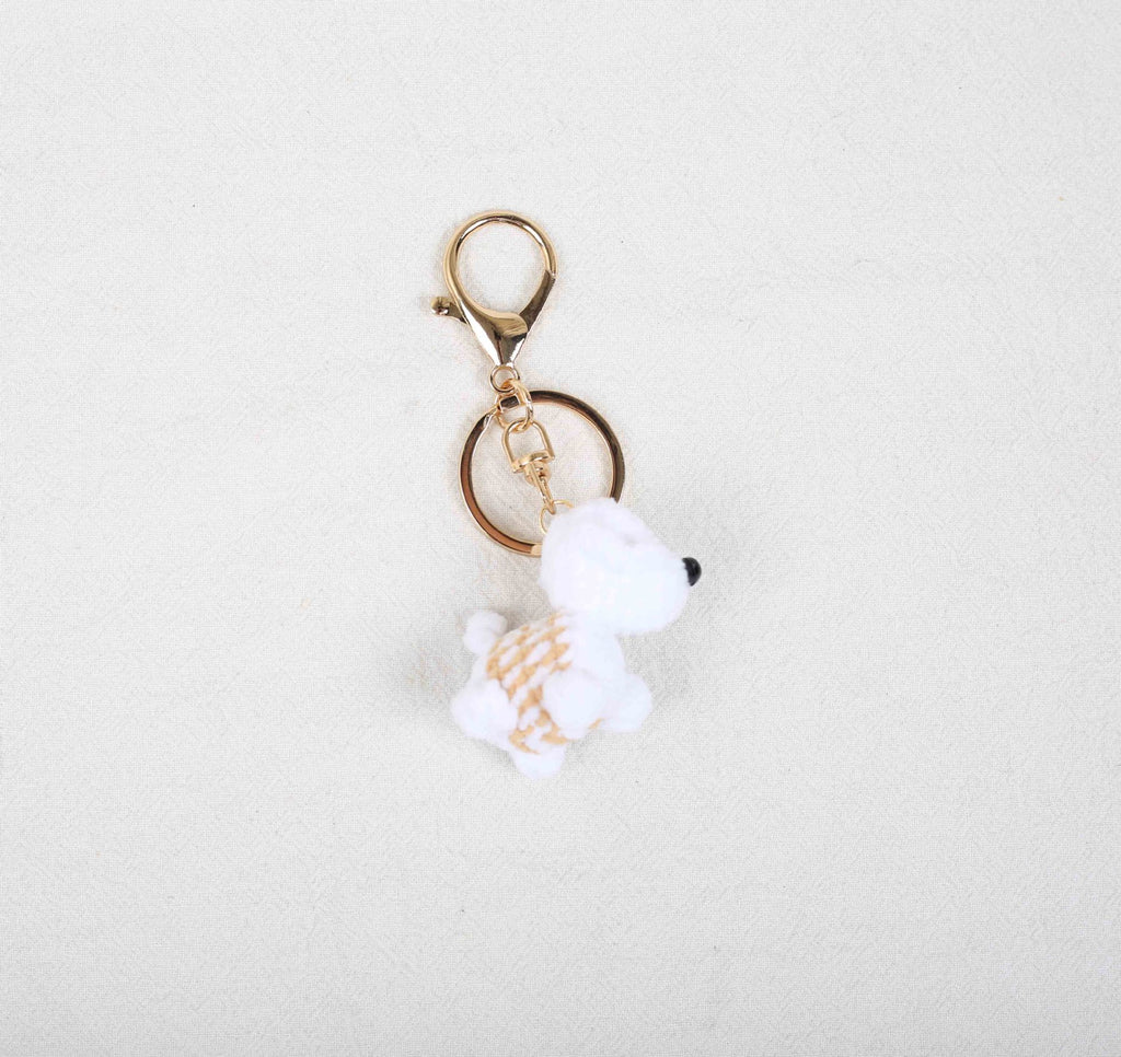 Crochet puppy keyring as bag charm
