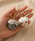 Handmade crochet sheep keyring in soft yarn