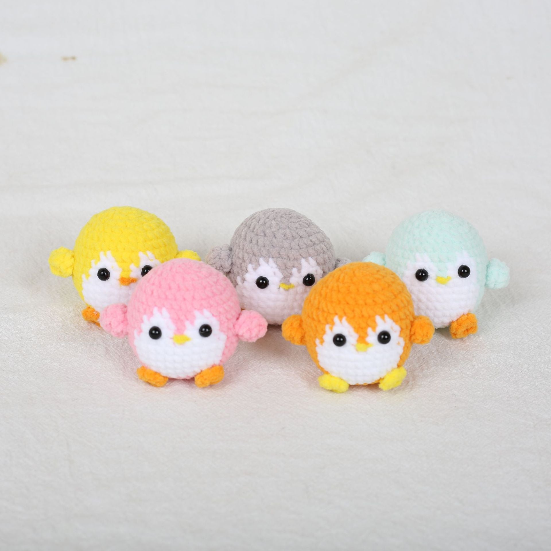 Handmade crochet penguin keyring in soft yarn