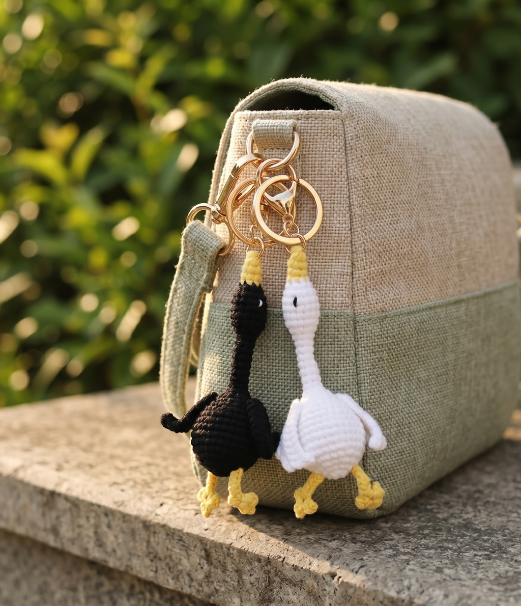 Crochet goose keyring second colour option