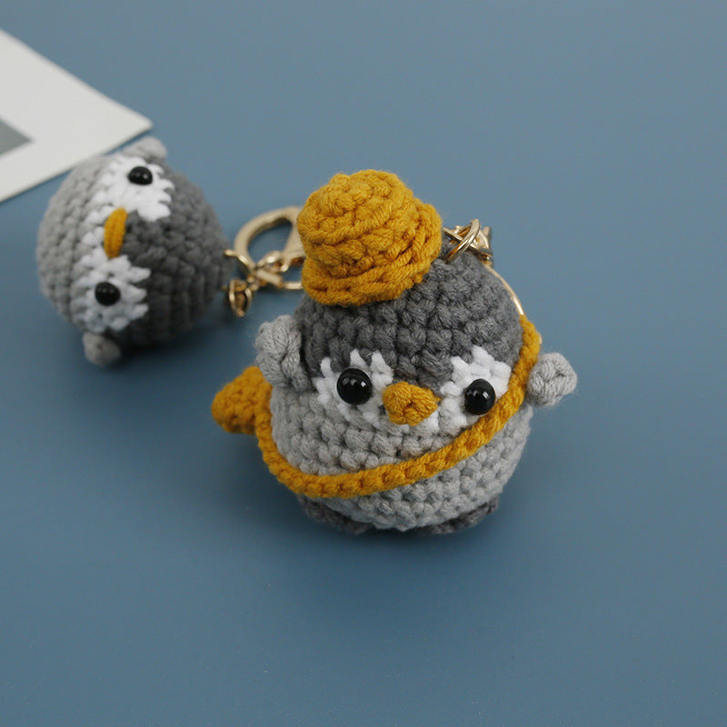 Handmade large penguin crochet keyring suitable as bag charm