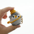 Large handmade crochet penguin keyring in soft yarn