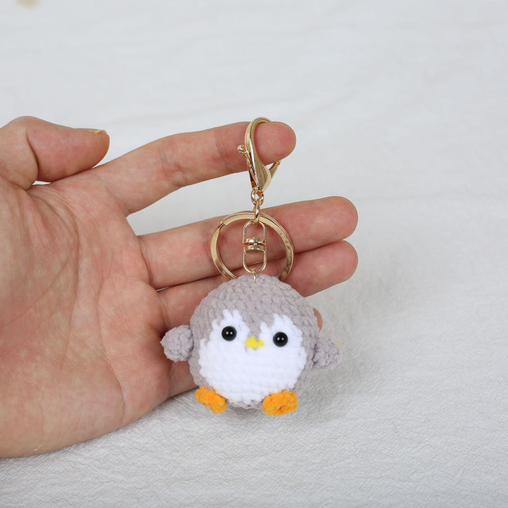 Handmade penguin crochet keyring suitable as bag charm