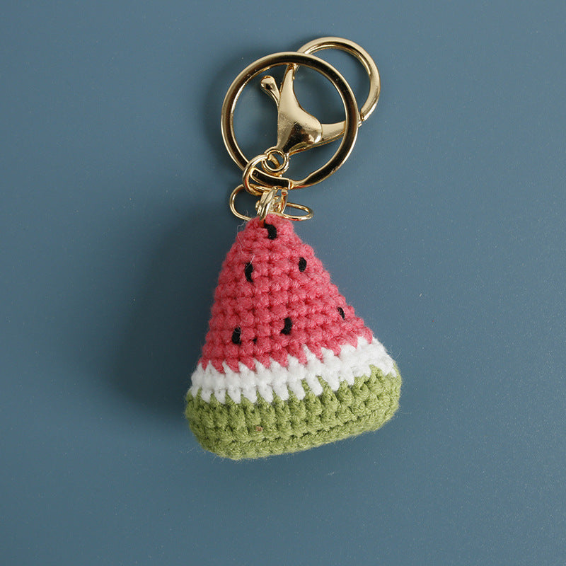 Crochet watermelon keyring suitable as bag charm