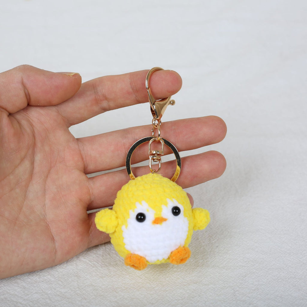 Handmade crochet penguin keyring third colour option