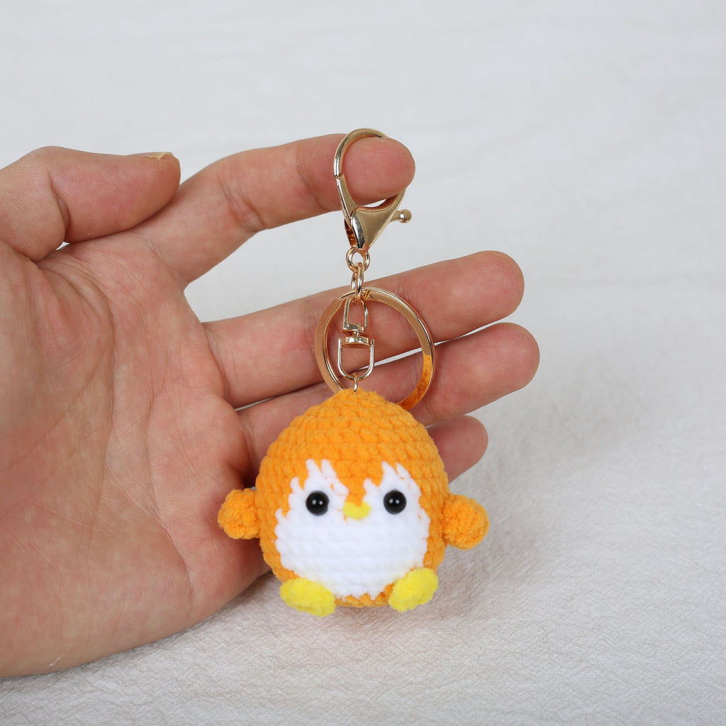 Crochet penguin keyring colour variants