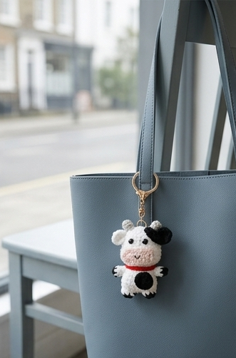 Crochet Cow Keyring