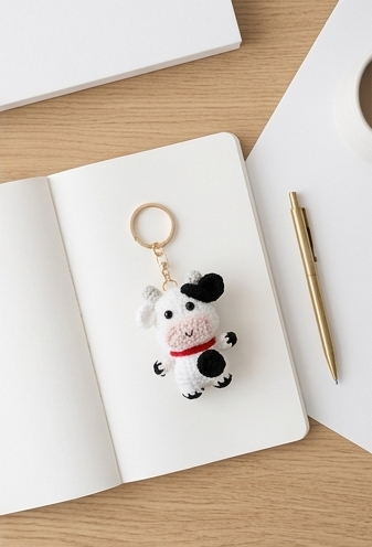 Crochet Cow Keyring