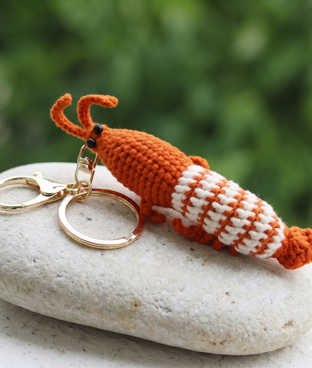 Crochet Shrimp Keyring