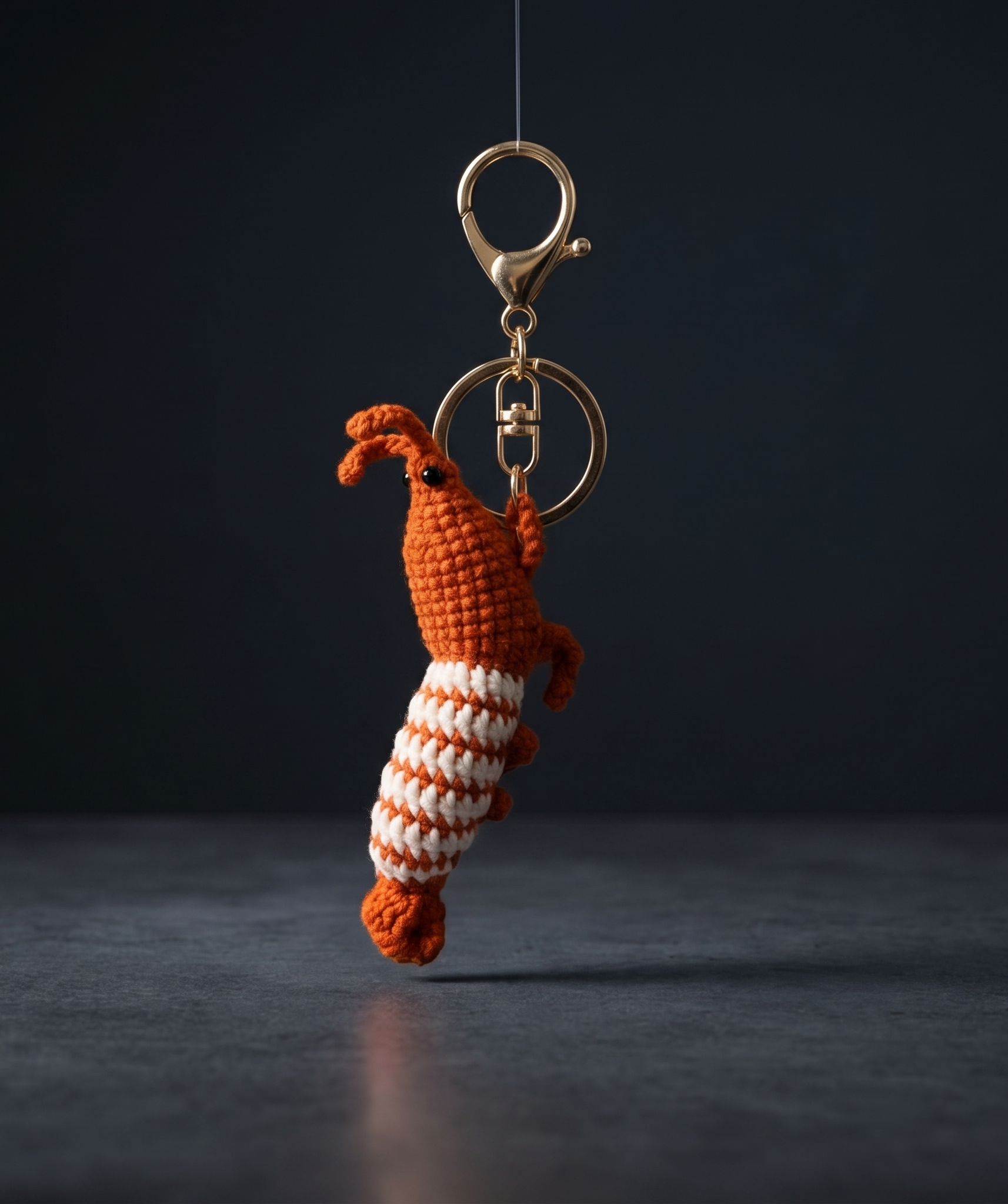 Crochet Shrimp Keyring