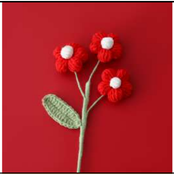 Handmade crochet hibiscus stem with wide open petals