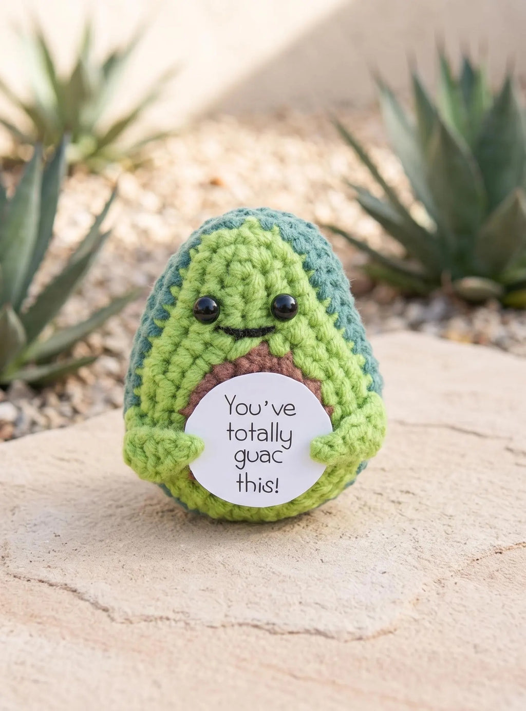 Crochet avocado and guacamole plushies in soft green yarn