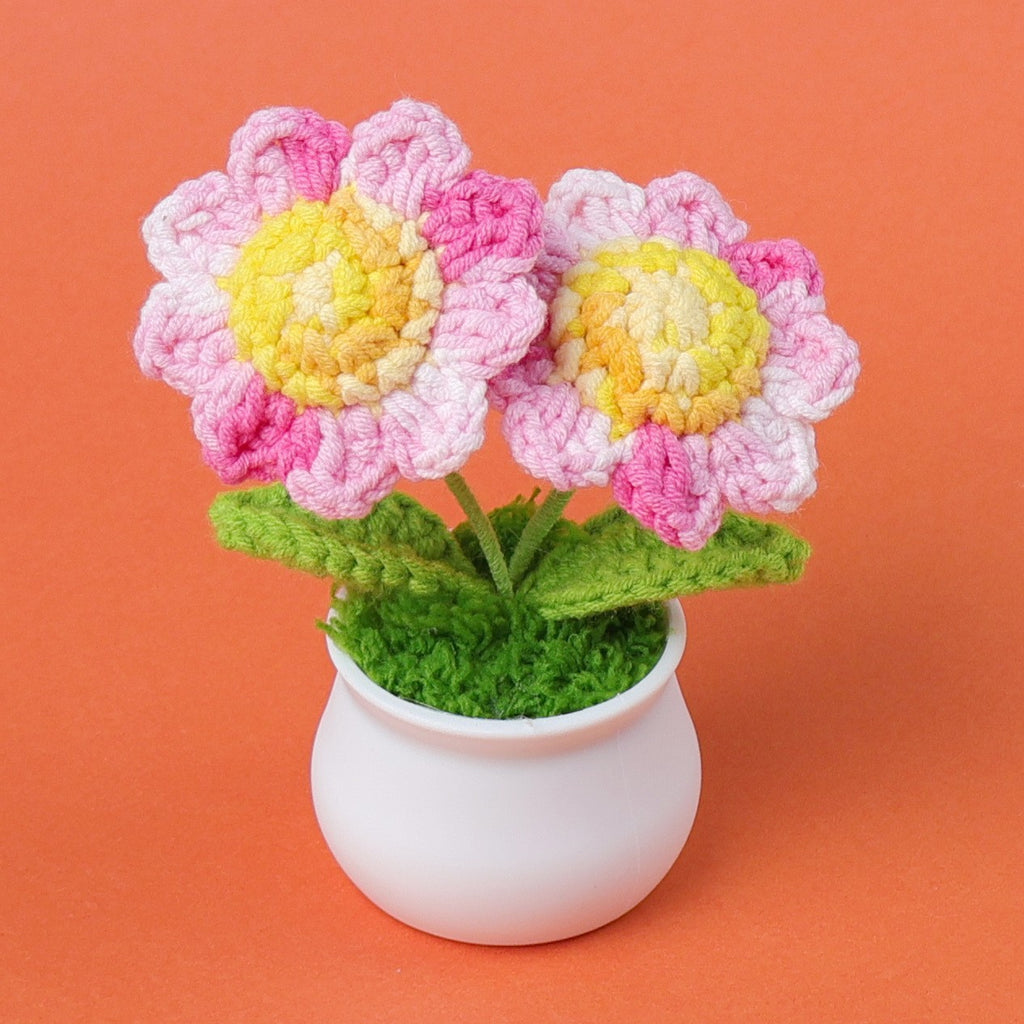Crochet Multi-Head Sunflower Plant Pot