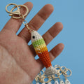 Handmade crochet fish keyring in soft yarn