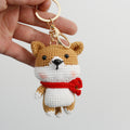 Handmade crochet corgi keyring with scarf in soft yarn
