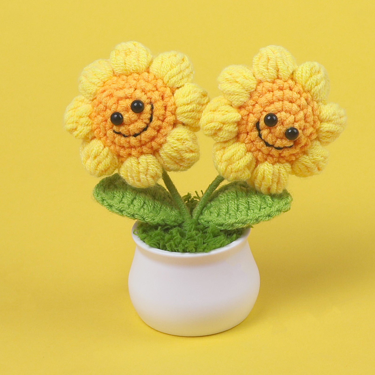 Crochet Smiley Sunflower Plant Pot