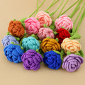 Handmade crochet rose stem with full bloom in soft yarn