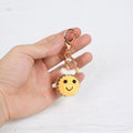 Handmade crochet bee keyring in soft yarn