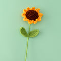 Handmade crochet sunflower stem with bold yellow petals