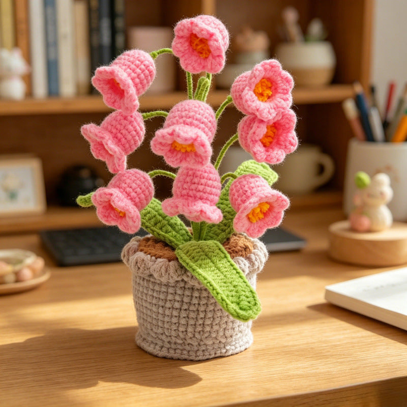 Crochet Lily of the Valley Large Flower Pot