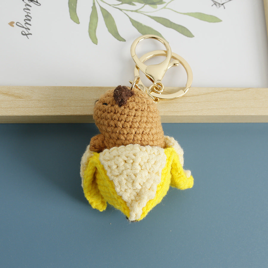 Crochet large capybara keyring close-up showing detail