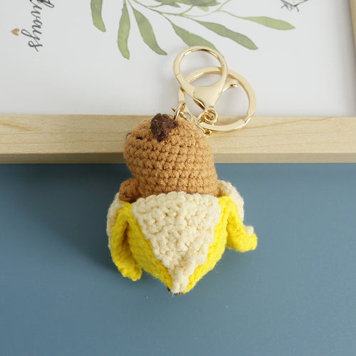 Crochet large capybara keyring close-up showing detail