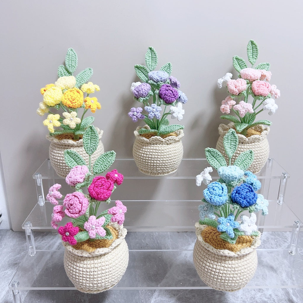 Crochet Rose Large Plant Pot