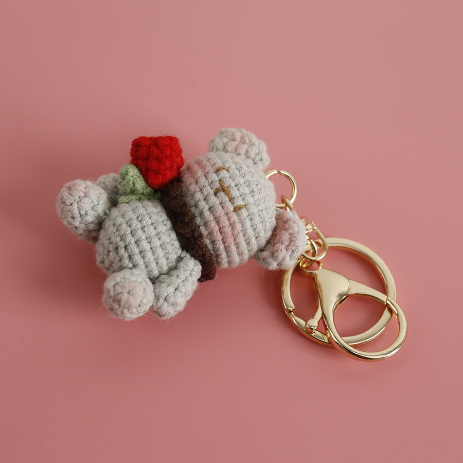 Crochet bear keyring suitable as bag charm