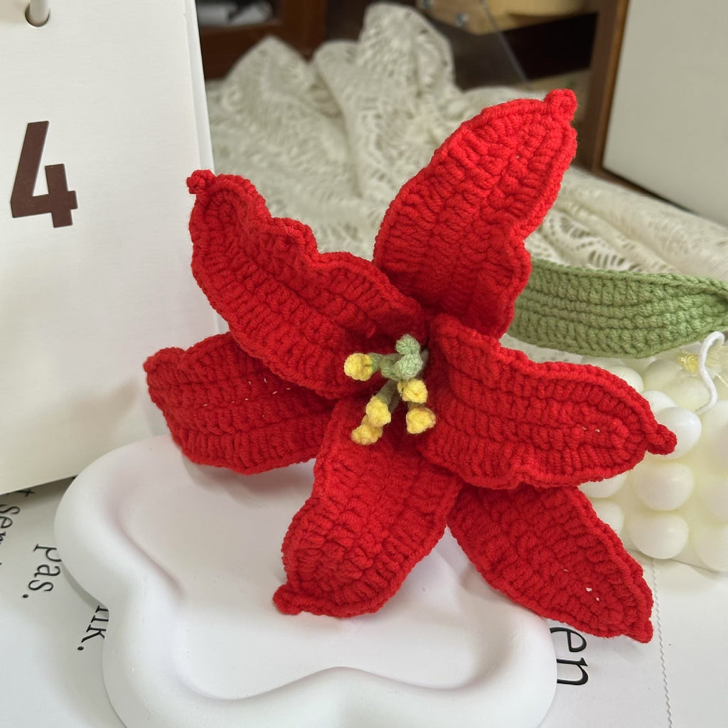 Handmade crochet lily stem no.2 in soft yarn