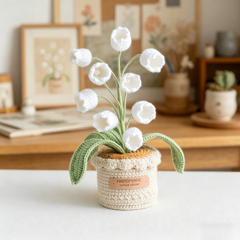 Crochet Lily of the Valley Large Flower Pot