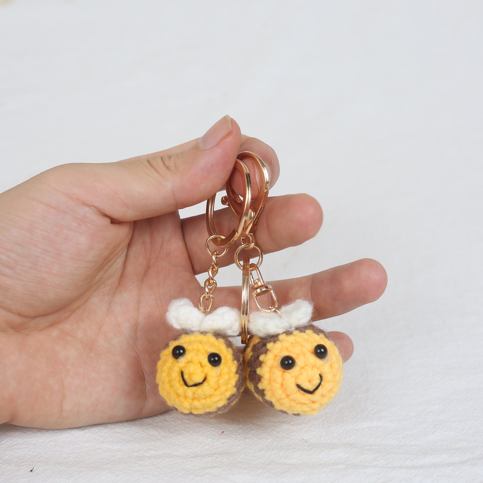 Crochet bee keyring suitable as a bag charm or keychain