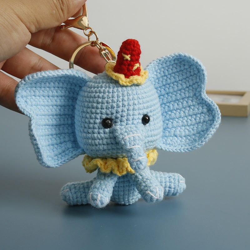 Handmade crochet elephant keyring suitable as bag charm