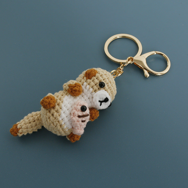 Crochet Sea Otter & Fish Keyring