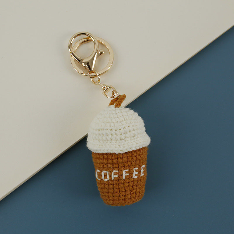 Crochet coffee cup keyring suitable as bag charm