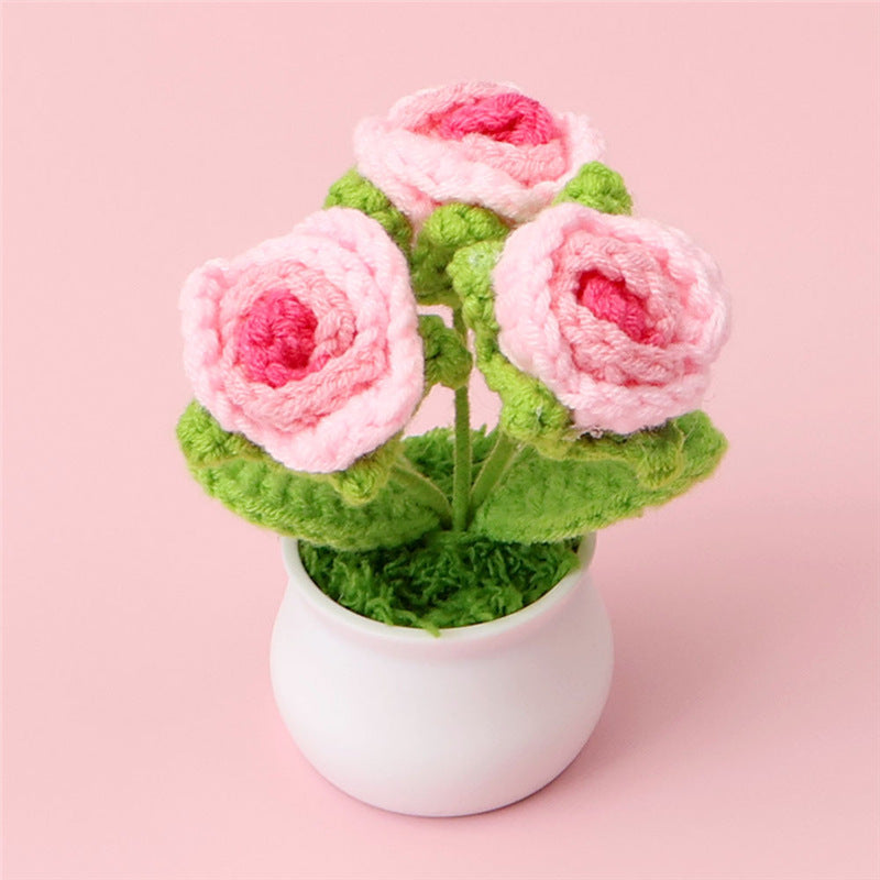 Crochet Rose Plant Pot