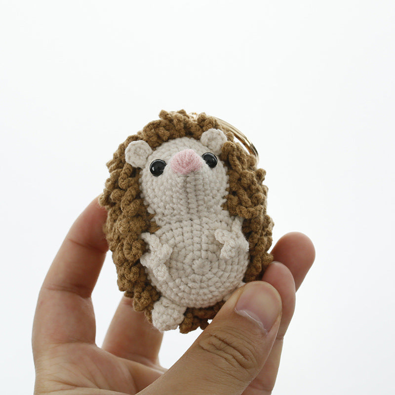 Handmade crochet hedgehog keyring suitable as bag charm