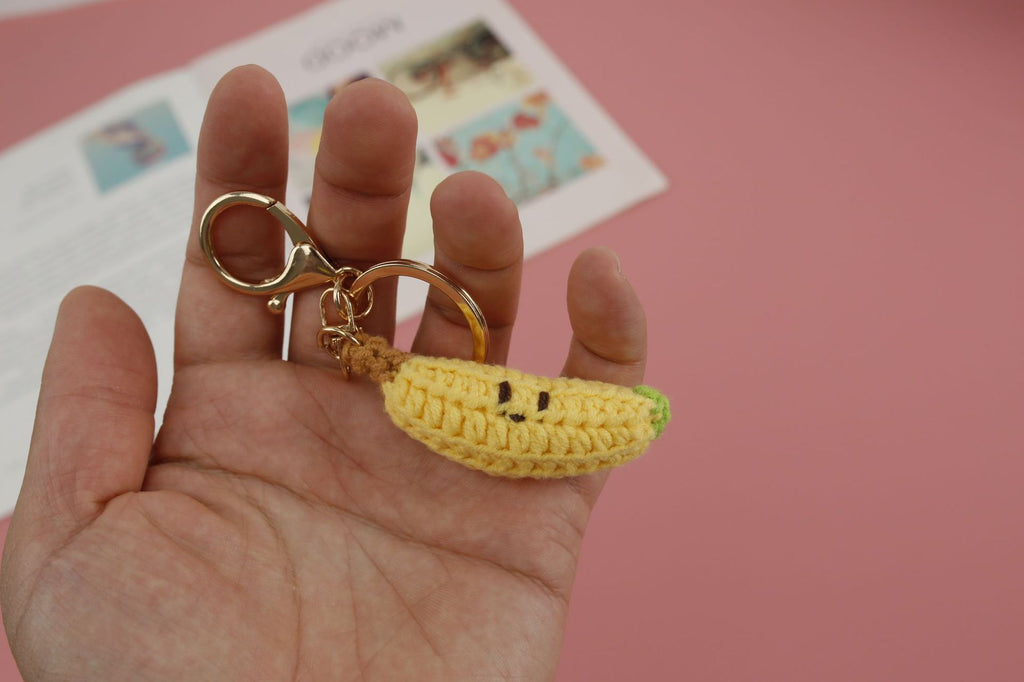 Crochet banana keyring suitable as bag charm