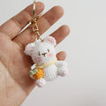 Handmade crochet bear keyring in soft yarn