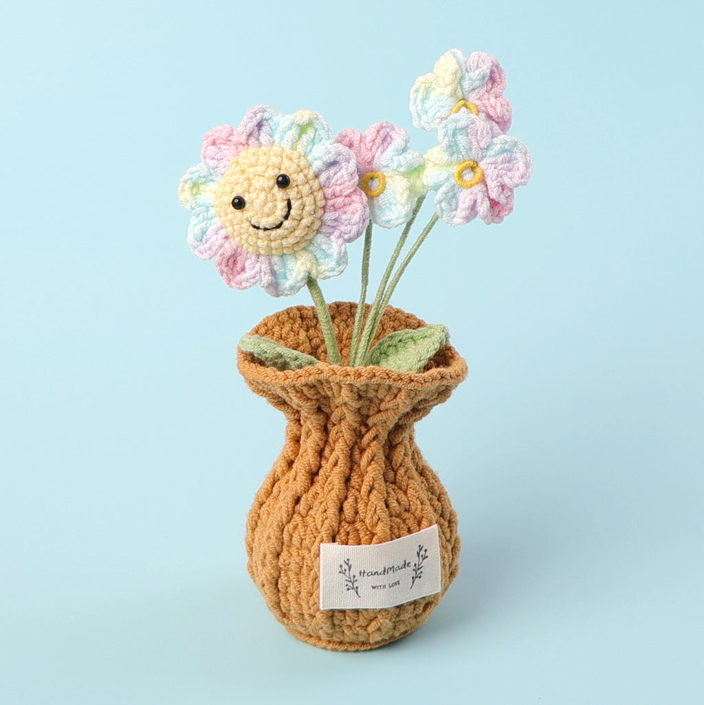 Crochet Smiley Flower Pot (Medium)