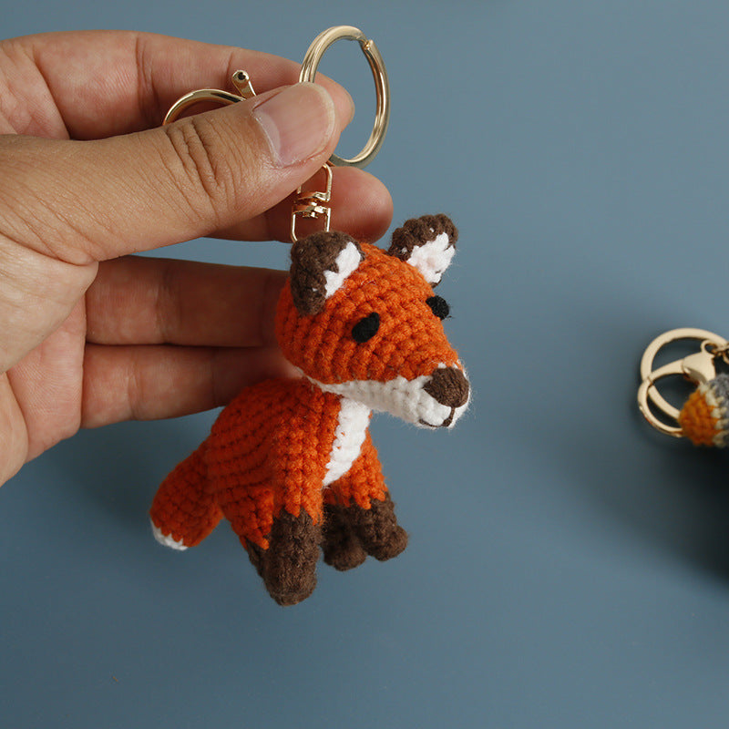 Large crochet fox keyring suitable as bag charm