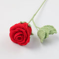 Handmade crochet rose presented in a miniature wine glass