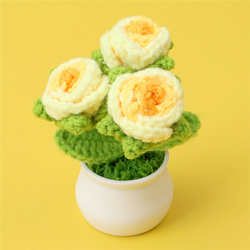 Crochet Rose Plant Pot