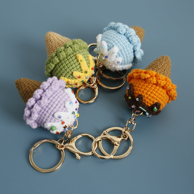 Crochet ice cream keyring suitable as bag charm
