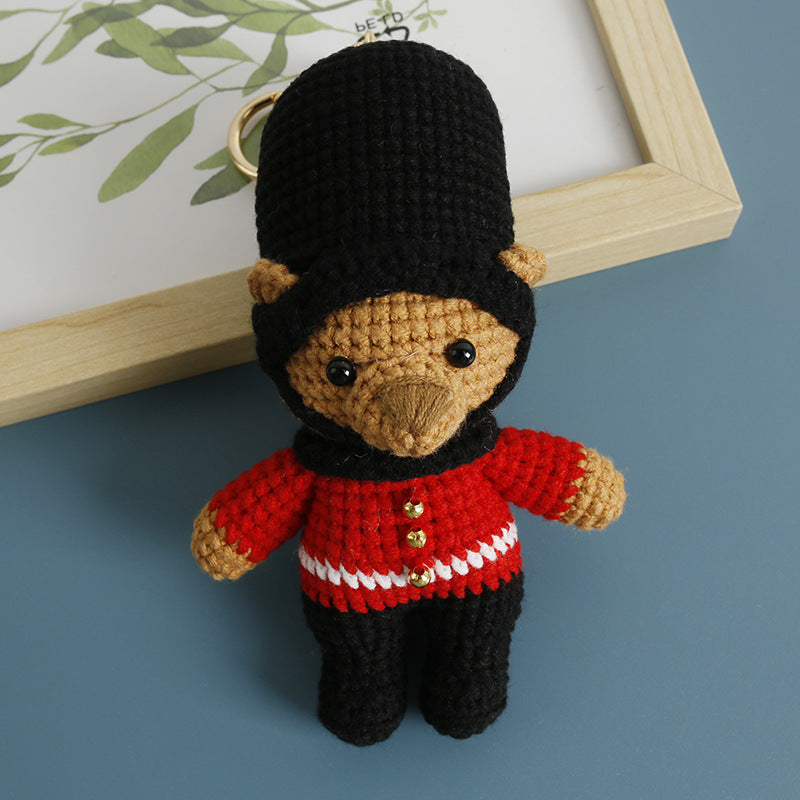 Handmade crochet bear guard keyring suitable as bag charm