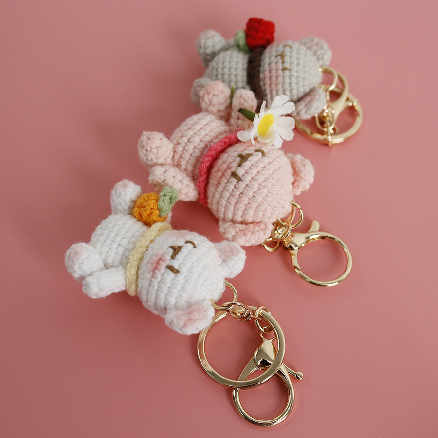 Handmade crochet bear keyring third colour option