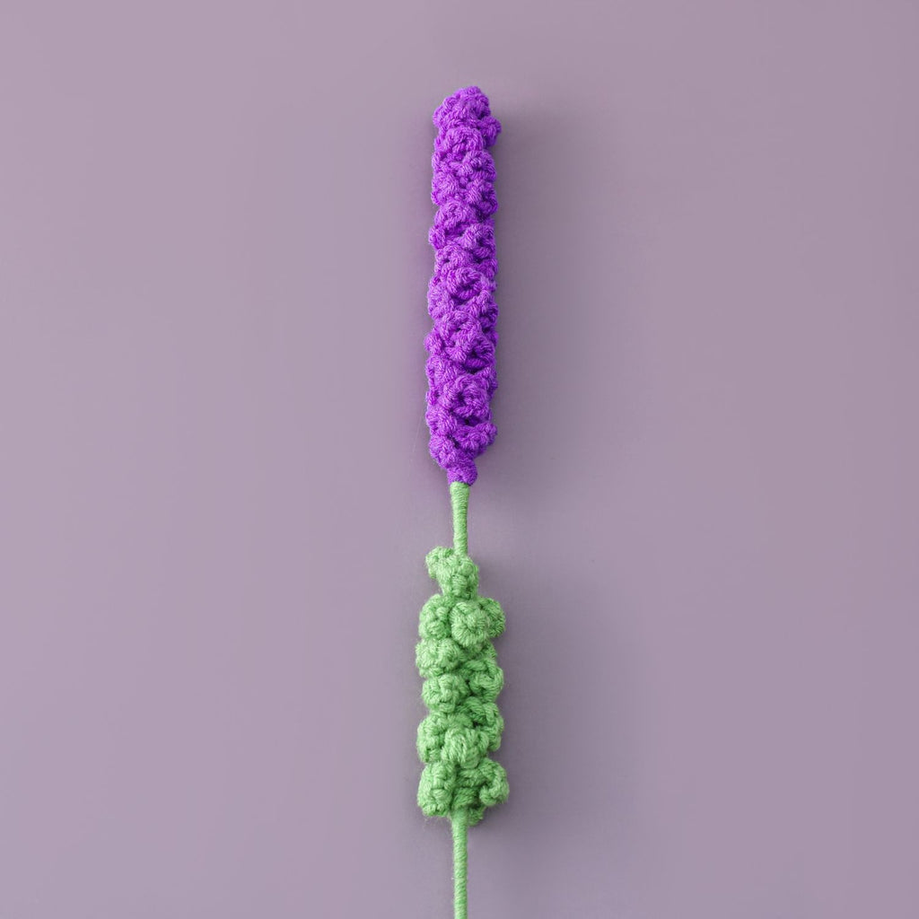Handmade crochet lavender stem in soft purple yarn