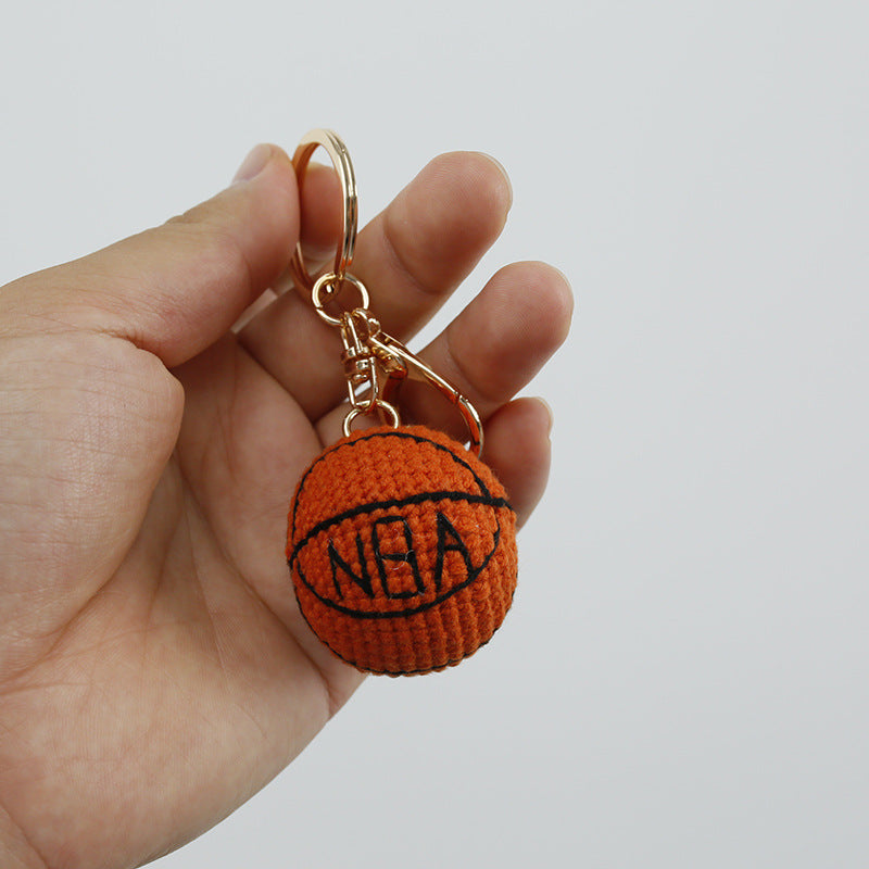 Handmade crochet basketball keyring as bag charm