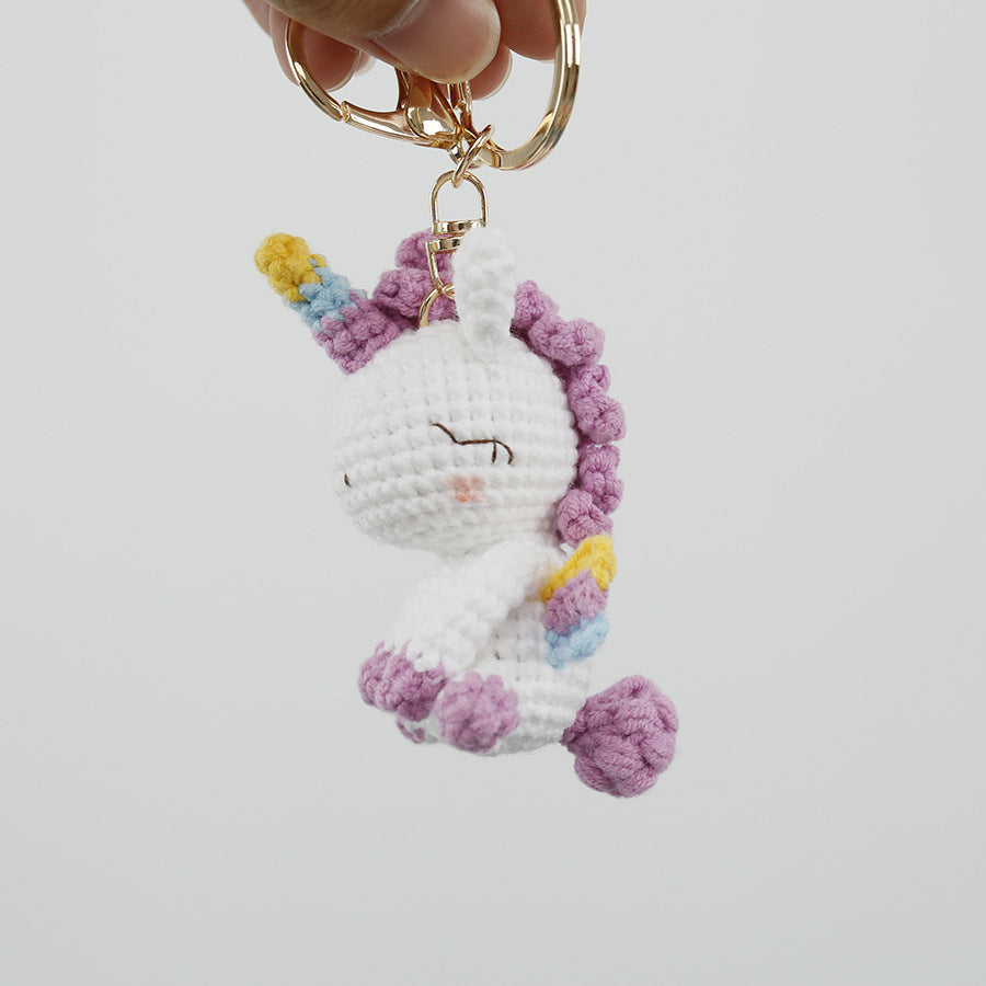 Crochet unicorn keyring suitable as bag charm